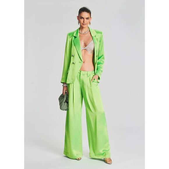 Retrofete Saige Blazer Double Breasted Gold Buttons Lime Punch NWT Small - Picture 3 of 14